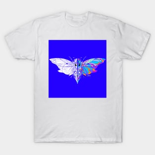 big blue mexican cicada cigarra chicharra bug ecopop in monstrous bestiary design in totonac patterns T-Shirt